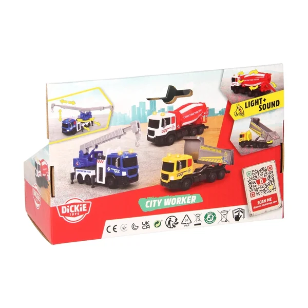 Dickie - Play Vehicles - City Builder Construction Set - 17cm Trucks - 3 Yrs - STEM Learning