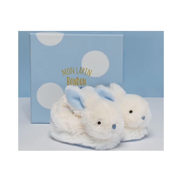 Doudou Coffret cadeau - Ensemble de chaussons avec hochets lapin bleu 0-6 mois
