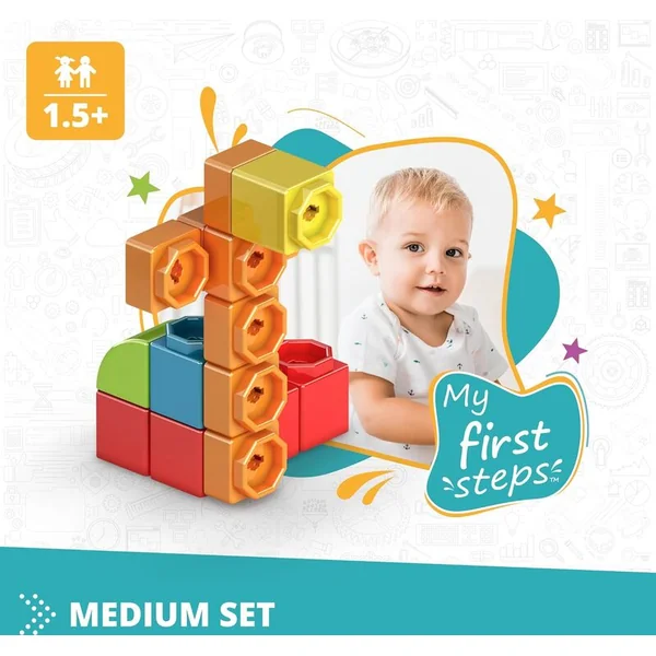 Engino BABY QBOIDZ - Mes premiers pas - ensemble moyen (dans une cuve en plastique)