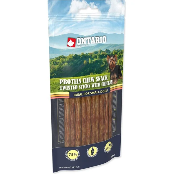 Friandise Ontario Protein poulet, bâtonnet à mâcher torsadé 10pcs 12,7cm, Small