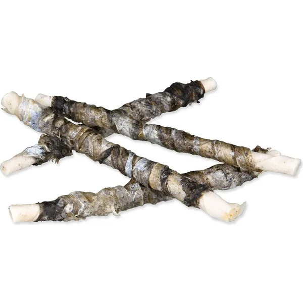 Friandise Trixie DentaFun peau de buffle enrobée de poisson, rouleaux 12cm 10pcs