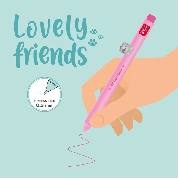 GEL PEN WITH ANIMAL DECORATION - LOVELY FRIENDS - KITTY