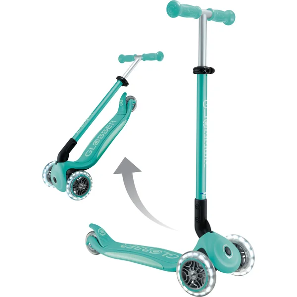 Globber trottinette pliable pour enfants - Primo Foldable Plus Lights - Dark Mint/Mint