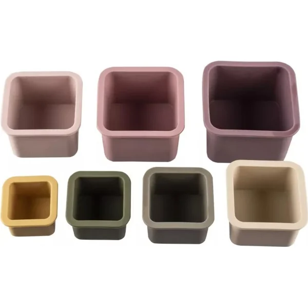 Gobelets empilables en silicone, multicolore