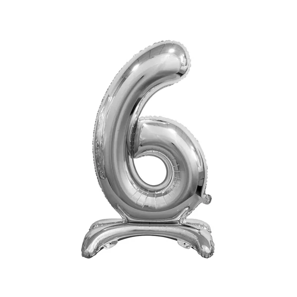 GODAN - Standing Foil Balloon Digit 6 Silver 40 cm - Party Supply Kits