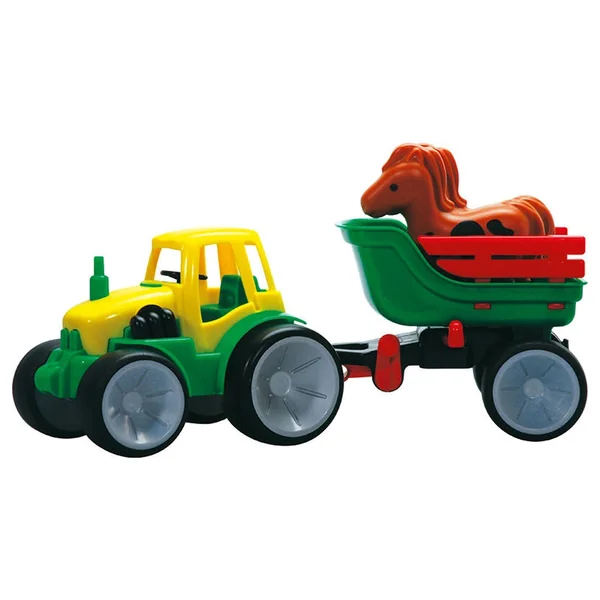 Gowi - Toy Playsets - Compact Tractor with Horse Trailer - 1+ Yrs - Durable Design