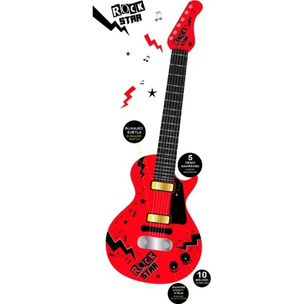 Guitare électrique ROCK STAR en plastique 58cm à piles avec son et lumière