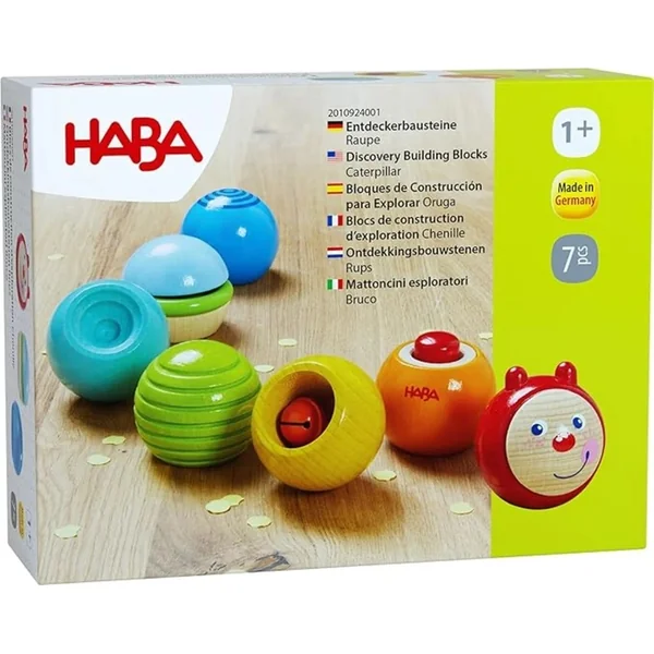 Haba Chenille en bois avec effets tactiles et sonores pour les tout-petits