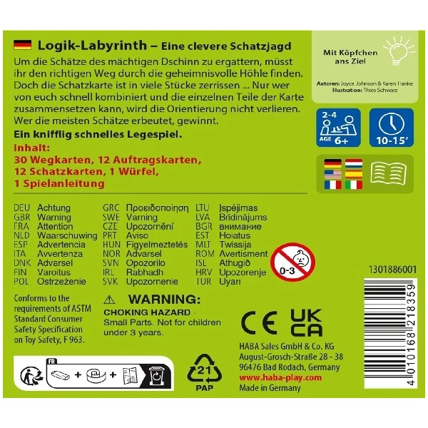 Haba Mini jeu pour enfants Labyrinthe logique à partir de 6 ans