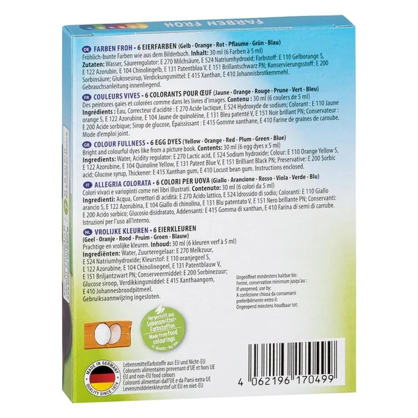 HEITMANN KREATIV - Farben Froh Food Coloring for Eggs 6 Colors - Arts & Crafts