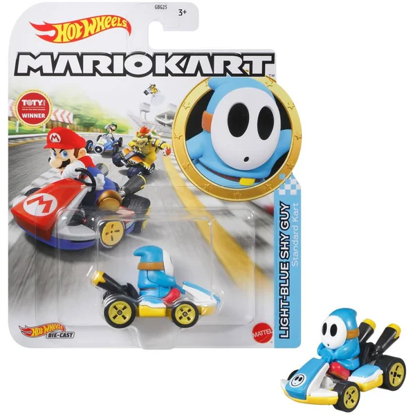 HOT WHEELS - VEHICULE MARIO KART - SHY GUY STANDARD KART LIGHT BLUE
