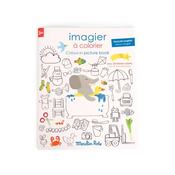 Imagier à colorier et stickers Les Popipop - Moulin Roty