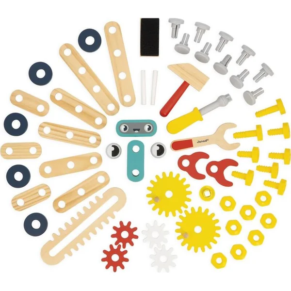 Janod BricoKids Atelier en bois pour enfants et outils 60 pcs