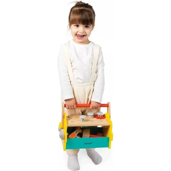 Janod BricoKids Outils en bois et kit de construction dans une boîte portable Robot 30 pcs