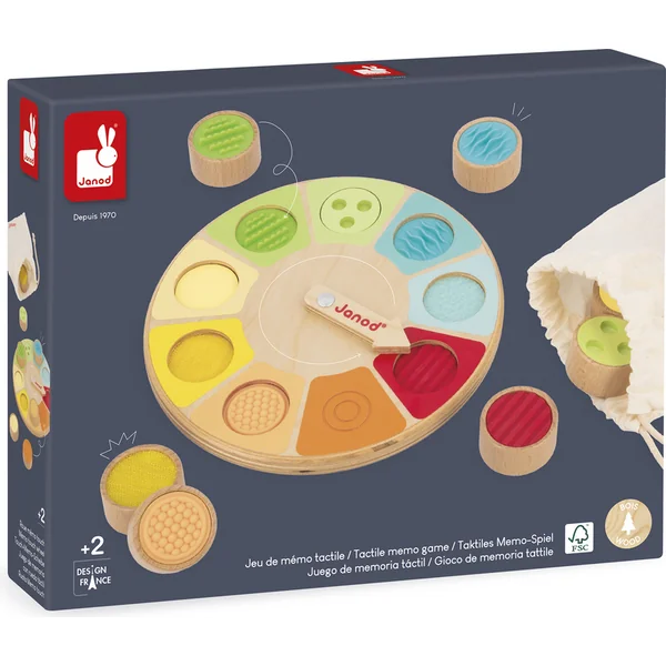 Janod Sensory Mémo tactile sensoriel circulaire avec différentes surfaces