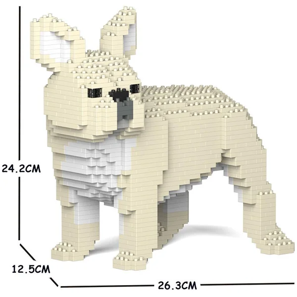 JEKCA BLOCS DE CONSTRUCTION - CHIEN BOULEDOGUE FRANCAIS QUI TOURNE LA TETE CREME