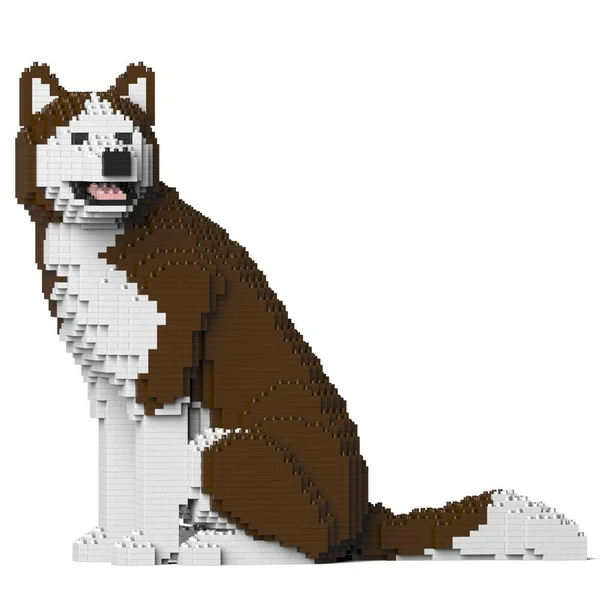 JEKCA BLOCS DE CONSTRUCTION - CHIEN HUSKY (4 EN 1) MARRON STANDARD