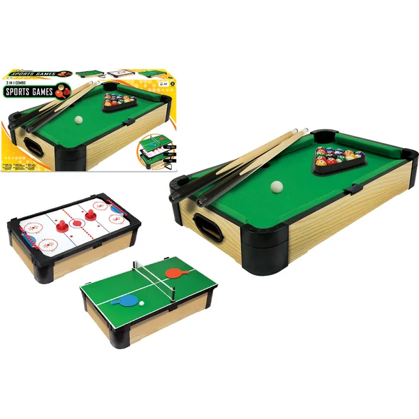 Jeu de billard de table 3 en 1 Triple-Play 60 cm