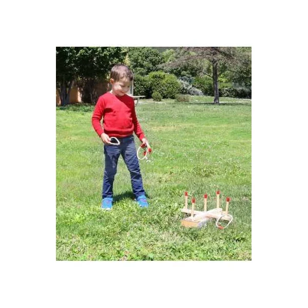 Jeu de lancer d’anneaux en bois - Jeu d'adresse enfant - Dès 6 ans