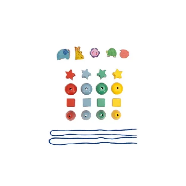 Jeu de perles en bois à enfiler Les toupitis - Moulin Roty