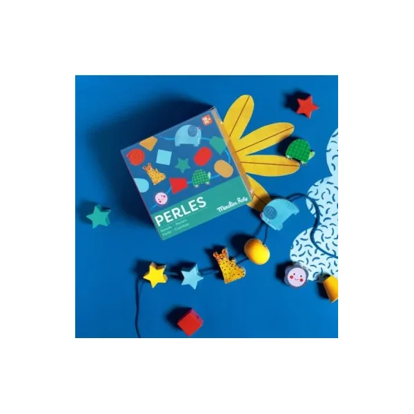 Jeu de perles en bois à enfiler Les toupitis - Moulin Roty