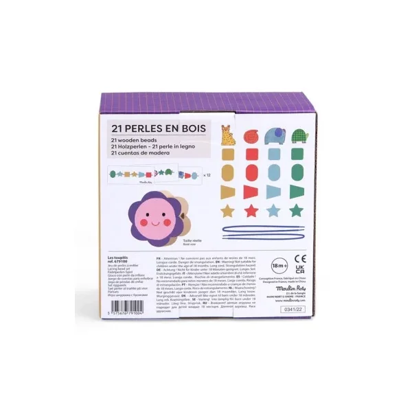 Jeu de perles en bois à enfiler Les toupitis - Moulin Roty