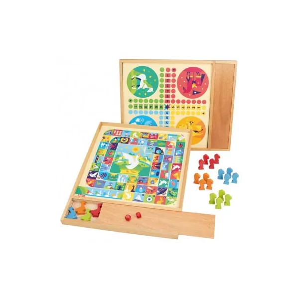 Jeu des Petits Chevaux et Jeu de l'Oie Jeujura - Coffret Bois