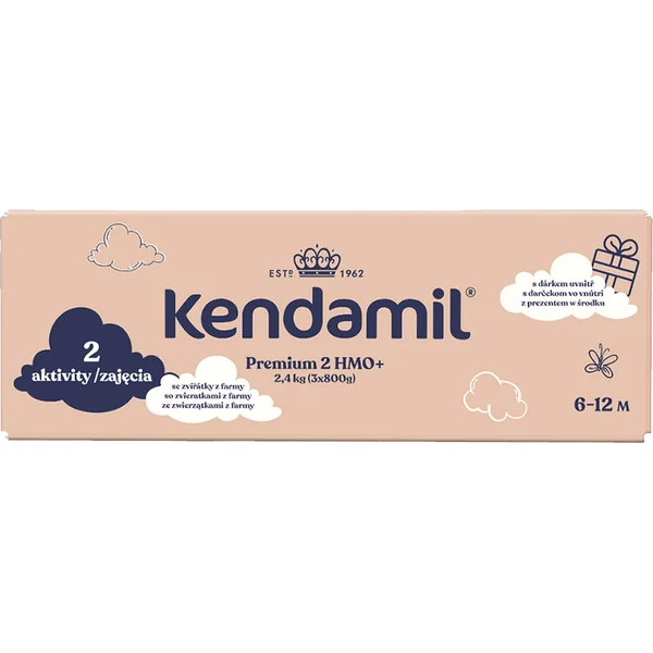 Kendamil Premium 2 HMO+, 2,4 kg (3× 800 g), emballage créatif avec cadeau