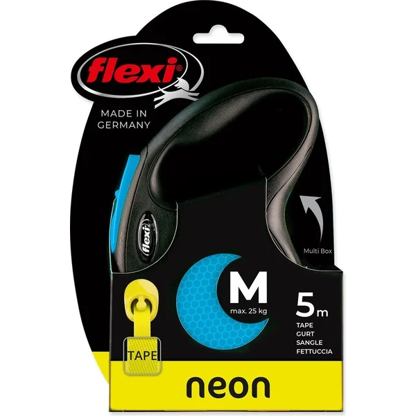Laisse rétractable pour chiens Flexi New Neon Tape M 5 m bleu