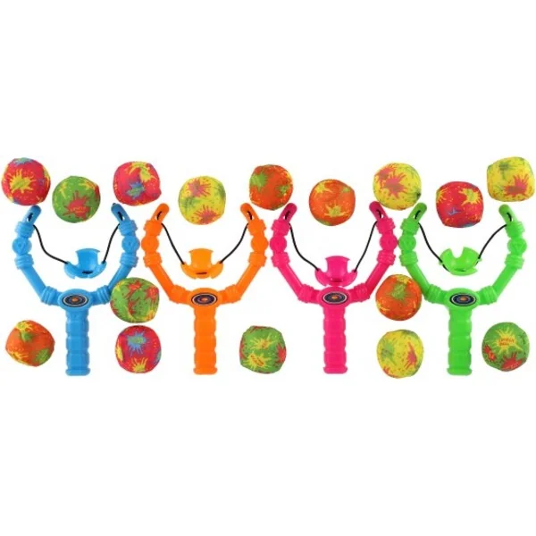 Lance-pierres avec bombes à eau 4pcs plastique 4 couleurs