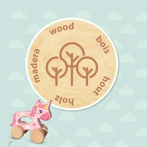 LICORNE EN BOIS 2 EN 1 - A POUSSER ET A TIRER
