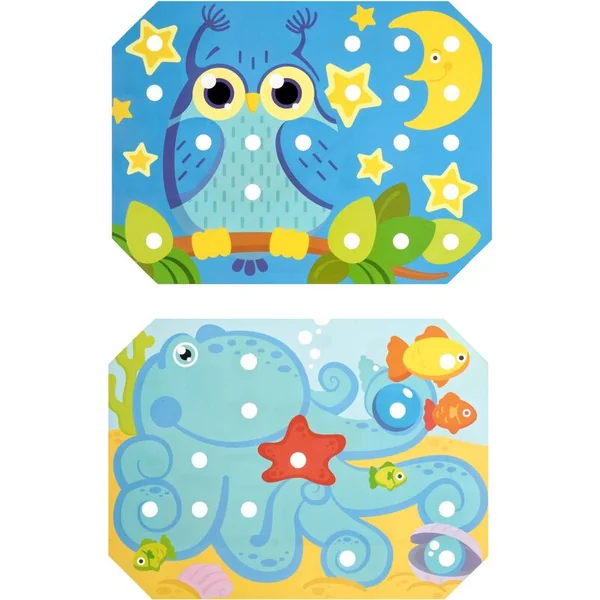 Lucy & Leo 321 Mosaïque avec pince à épiler et broderie - ensemble de jeu en bois avec modèles