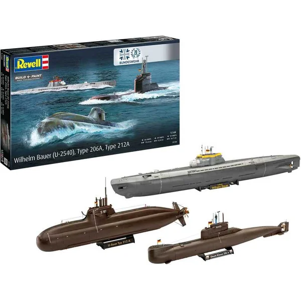 Maquette en plastique sous-marin 05186 - 70 ans Bundeswehr : Wilhelm Bauer, Type 206A, Classe 2 (1:1