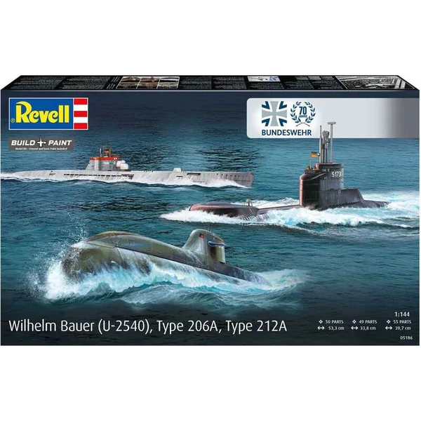 Maquette en plastique sous-marin 05186 - 70 ans Bundeswehr : Wilhelm Bauer, Type 206A, Classe 2 (1:1