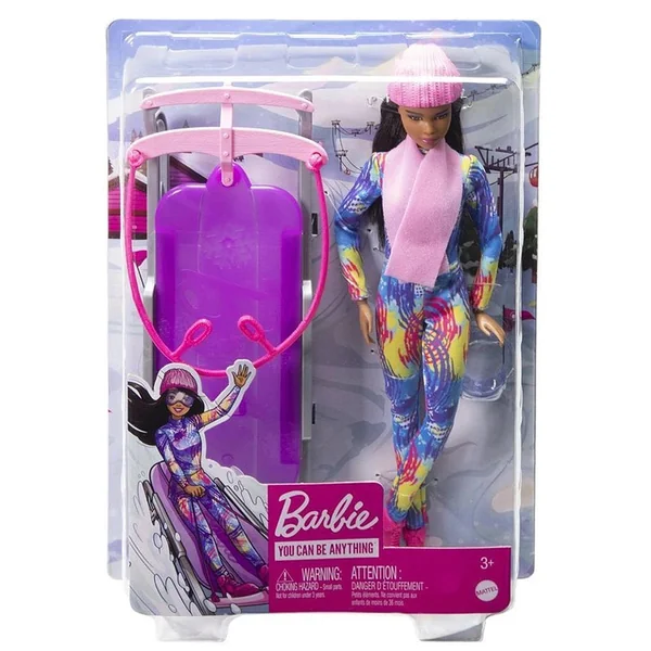 Mattel - Barbie Winter Sports Doll on Sleigh - Dolls Playsets Toy Figures