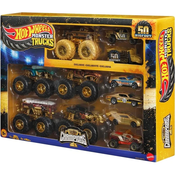 Mattel Hot Wheels Monster Trucks Bigfoot 50e anniversaire Set de petites voitures & camions