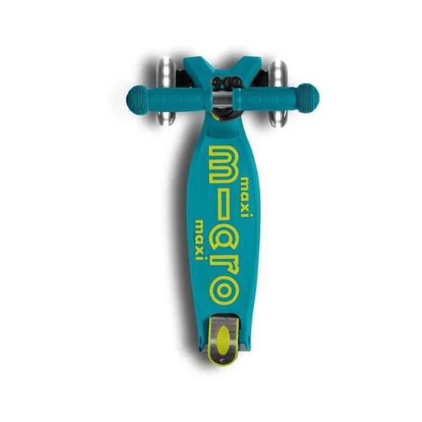 Maxi Micro Deluxe Pliable LED Verte | Trottinette 3 Roues 5-12 ans