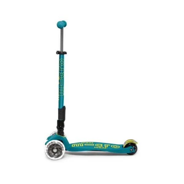 Maxi Micro Deluxe Pliable LED Verte | Trottinette 3 Roues 5-12 ans