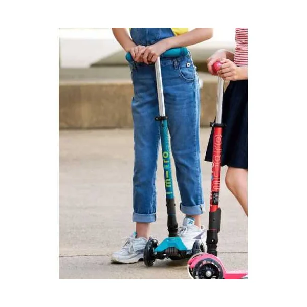 Maxi Micro Deluxe Pliable LED Verte | Trottinette 3 Roues 5-12 ans