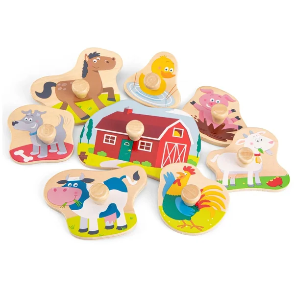 New Classic Toys - Peg Puzzle - 8 Pieces - Farm - Baby Activity Toys