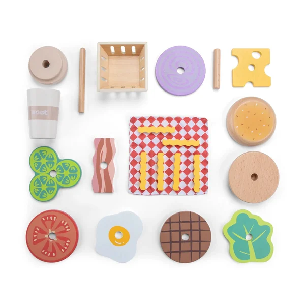 New Classic Toys - Pretend Professions - Fast Food Play Set - Wooden - 3 Years