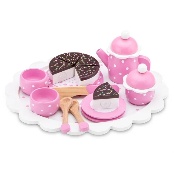 New Classic Toys - Tea Set With Cutting Cake - Pink - Pretend Professions & Role Playing