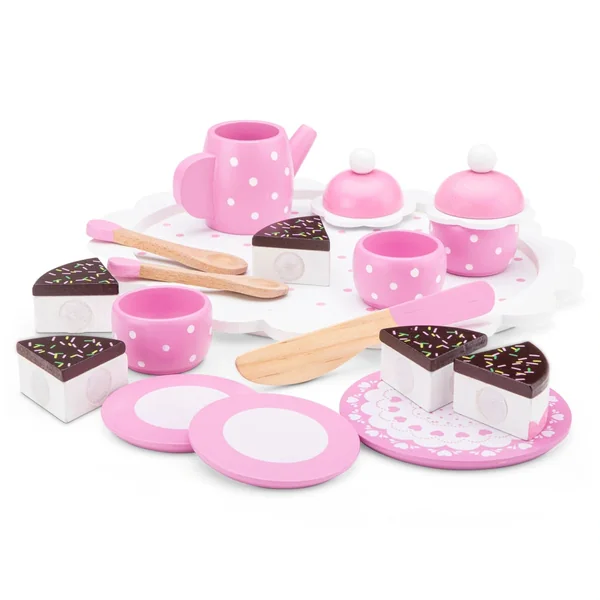 New Classic Toys - Tea Set With Cutting Cake - Pink - Pretend Professions & Role Playing
