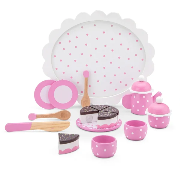 New Classic Toys - Tea Set With Cutting Cake - Pink - Pretend Professions & Role Playing