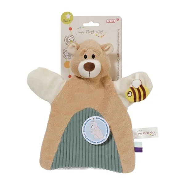NICI - My First 2-in-1 Bear Hand Puppet Cuddle Blanket - Baby Activity Toys