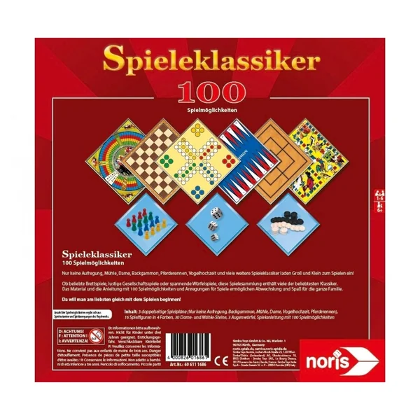 Noris - 100 Games Collection - Board Games - International Edition - Board Games