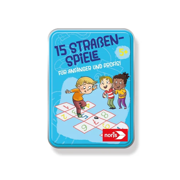 Noris - Outdoor Play Equipment - 15 Street Games Set - Portable Tin - 5+ Yrs