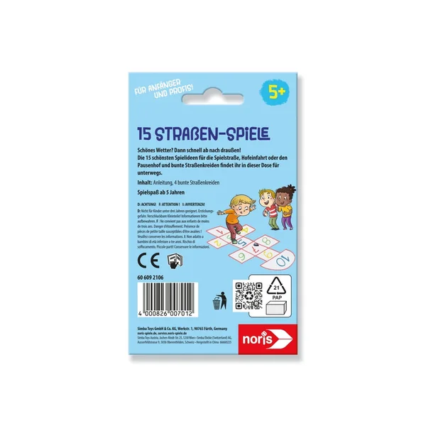 Noris - Outdoor Play Equipment - 15 Street Games Set - Portable Tin - 5+ Yrs