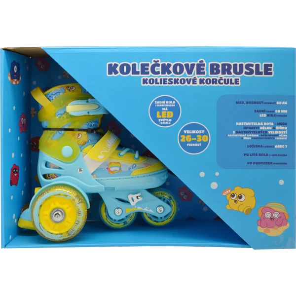 Patins à roulettes lumineux pour enfants - Jaune (taille 26-30)