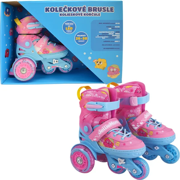 Patins à roulettes lumineux pour enfants - Rose (taille 26-30)